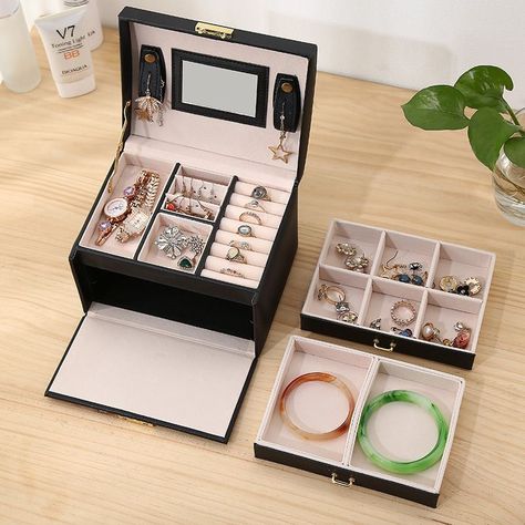 Joyero Caja De Joya Con Espejo Tipo Maleta Organizador Joyas-2