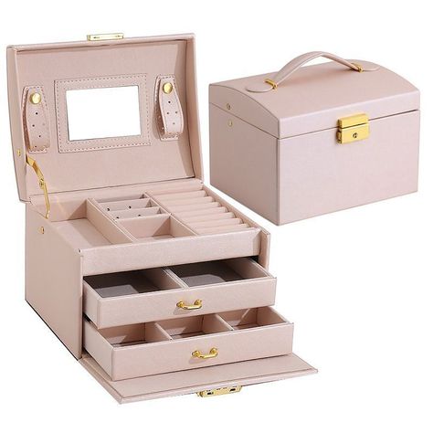 Joyero Caja De Joya Con Espejo Tipo Maleta Organizador Joyas-1