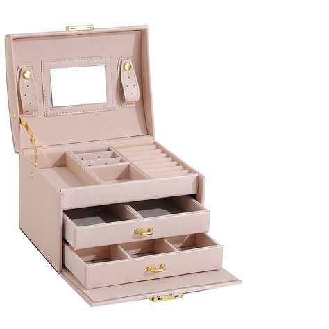 Joyero Caja De Joya Con Espejo Tipo Maleta Organizador Joyas-0