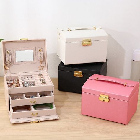 Joyero Caja De Joya Con Espejo Tipo Maleta Organizador Joyas-2