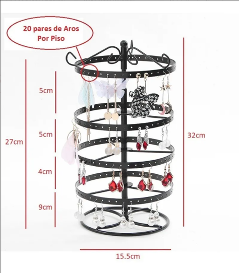 Exhibidor Giratorio De Aros Metálico Mostrador 15.5cm X 32cm-4