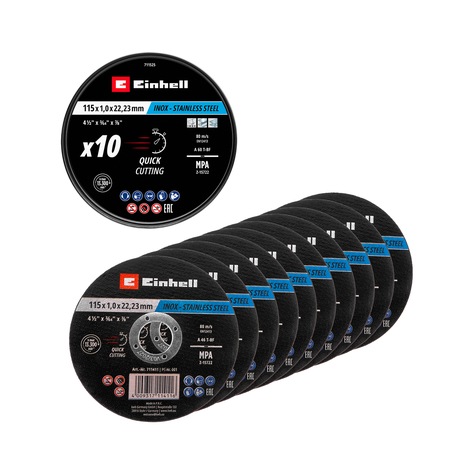 Set 10 Discos Corte Metal Inox 115X1MM Einhell 49711525-0