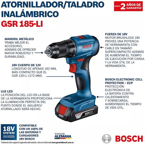 Taladro Atornillador Bosch 18v Gsr 185-li + 2b-1