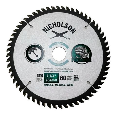Disco Sierra Circular 7 1/4 60 Dientes Nicholson-0