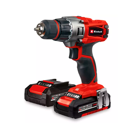 Taladro Ator. Inal. Einhell TE-CD 18/2 Inc. Carg y 2 Bat 2AH-0