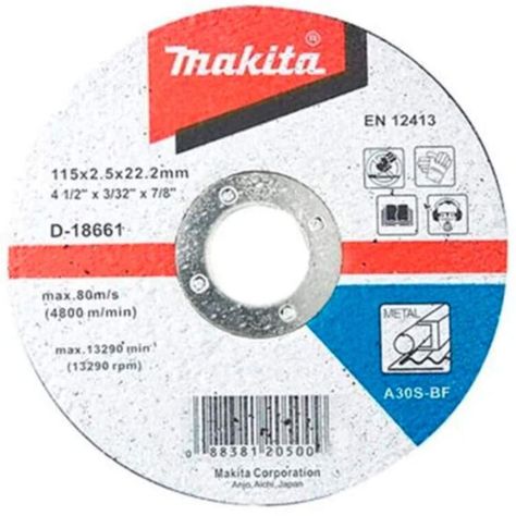 Pack 10 Discos de corte Metal 4 1/2" Makita D-18661-1