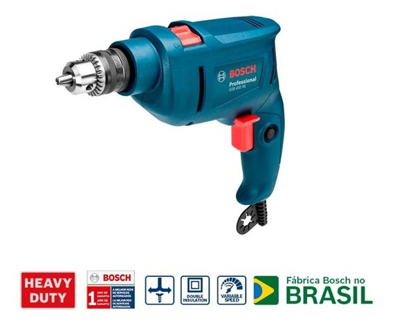 Taladro Percutor Bosch Gsb 450 Re Professional + 3 Brocas-1