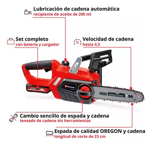 Kit Motosierra Inal. Einhell Ge-lc 18/25-1 -inc. Carg Y Bat-1