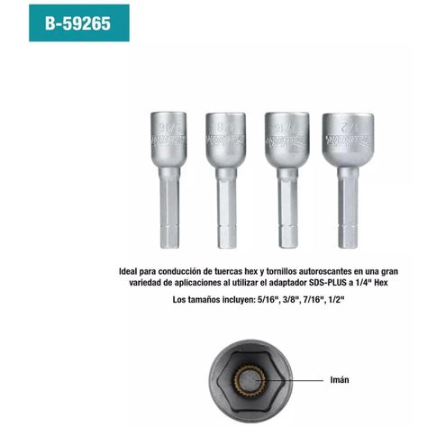 Set Adaptadores Magneticos 4 Pzs Makita B-59265-1