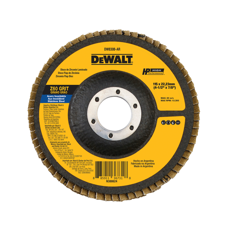 Disco Traslapado Zirconia Dewalt 4-1/2x7/8 Gr 60 DW8308-BR-0