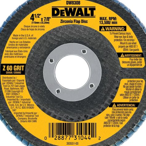 Disco Traslapado Zirconia Dewalt 4-1/2x7/8 Gr 60 DW8308-BR-2