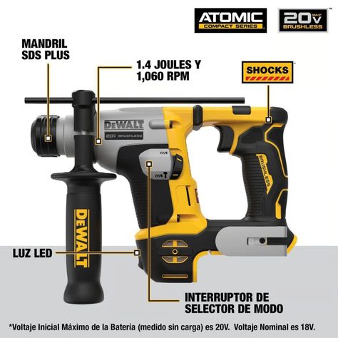 Rotomartillo 5/8 20v Max* Sds Plus Atomic Dewalt Dch172b-b3-1