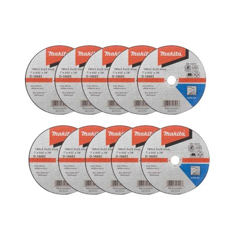 Pack 10 Discos de corte Metal 7" Makita D-18683-0