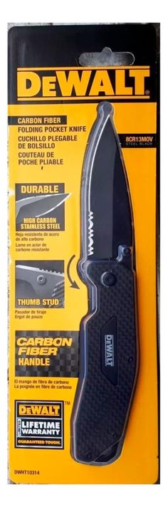 Cuchillo Plegable Fibra De Carbono Dewalt Dwht10314-1