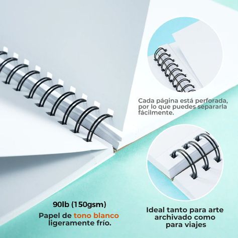Ohuhu block anillado en espiral (25.4x19.3cm,60 hojas,150g)-2