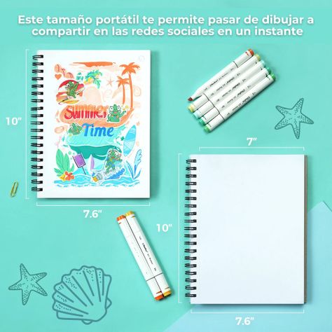 Ohuhu block anillado en espiral (25.4x19.3cm,60 hojas,150g)-3