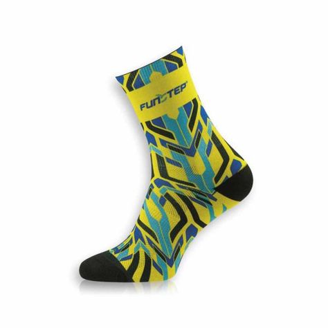 CALCETINES CICLISMO DIVERTIDOS AMARILLO/AZUL MEDIOS XL(4-47)-0