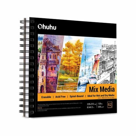 Ohuhu Block Espira (22x21 Cm, 62 Hojas) 120 Lb/200 Gsm-0