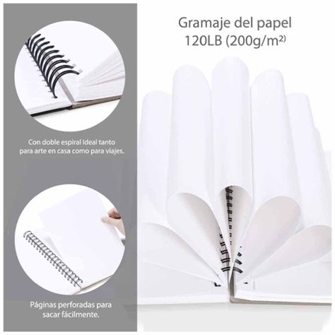 Ohuhu Block Espira (22x21 Cm, 62 Hojas) 120 Lb/200 Gsm-1