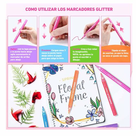 Marcadores Glitter Metálicos Con Purpurina Ohuhu-2