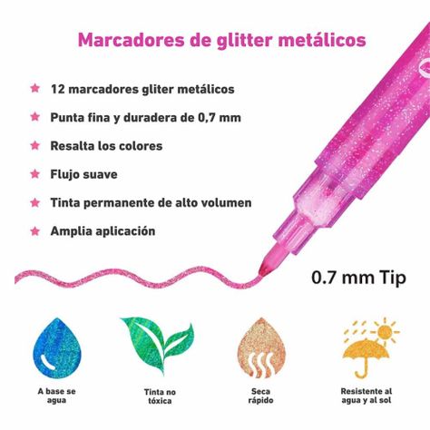 Marcadores Glitter Metálicos Con Purpurina Ohuhu-5