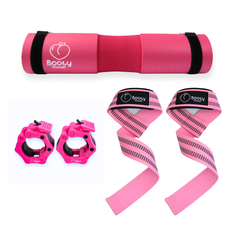 Kit de accesorios de Gimansio Pro Lifter Rosa - Straps para Gym, Almohadilla para Pesas y seguro par-0
