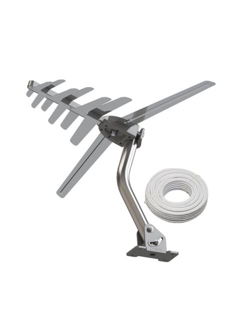 Antena HD Ext. 4 en 1 VHF, FM, UHF y HD - 6dbi +16 m coaxial de regalo-0