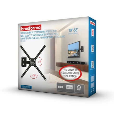 Soporte TV brazo de 19cm - 10" a 60"- 360° sbrp1030-4