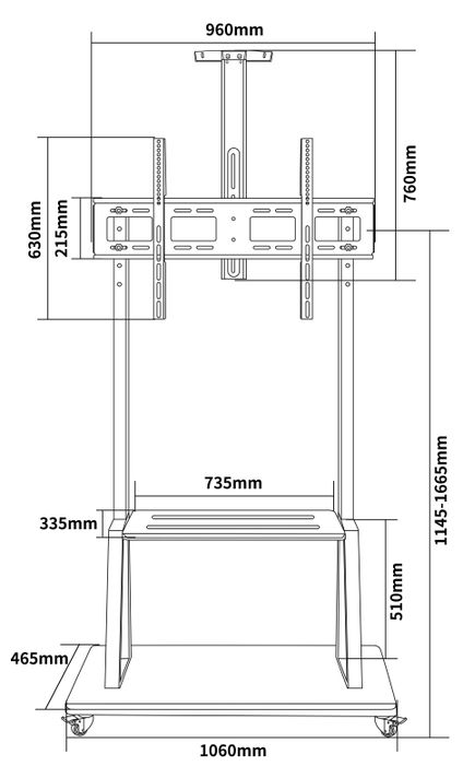 Rack Para TV C/Ruedas 55" A 110" 120kg HEAVY DUTY-4