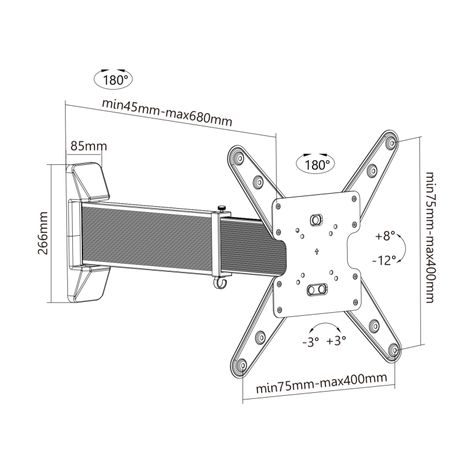 Soporte TV con Brazo Extensor 68 cm - 23" a 55"-5
