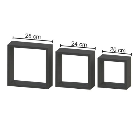 Repisas  tipo Cubos  x 3  -  28-24-20 cm NEGRO - BRASFORMA-3