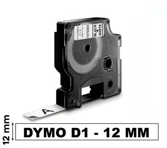 Cinta Etiqueta D1 para Rotuladora DYMO 12mm X 7m | Blanca 45013-0