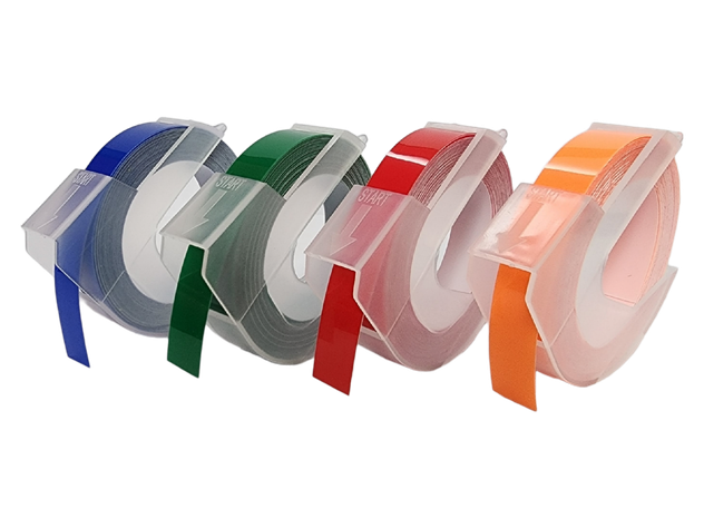 4x Cinta PVC texto 3D para Etiquetadora DYMO, 9mm x 3m-0