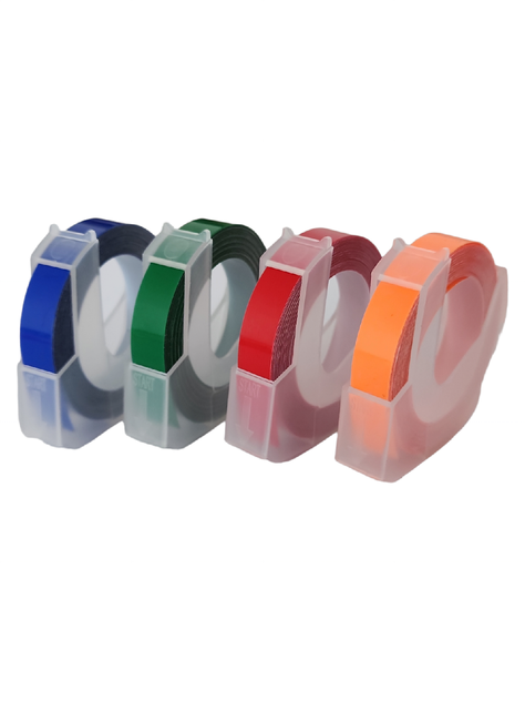 4x Cinta PVC texto 3D para Etiquetadora DYMO, 9mm x 3m-1