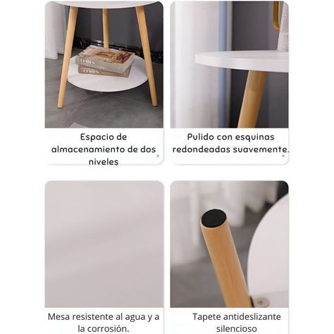 Mesita De Noche Con Diseño Nórdico 60x60x52cm Mármol-4
