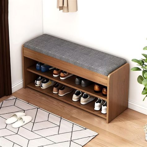 Zapatero Madera Con Asiento 2 Niveles 80x24x50-1