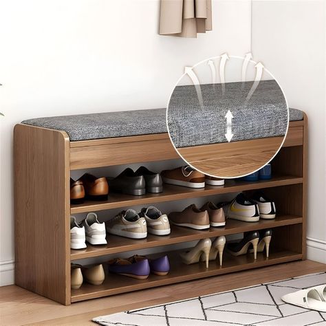 Zapatero Madera Con Asiento 2 Niveles 80x24x50-3