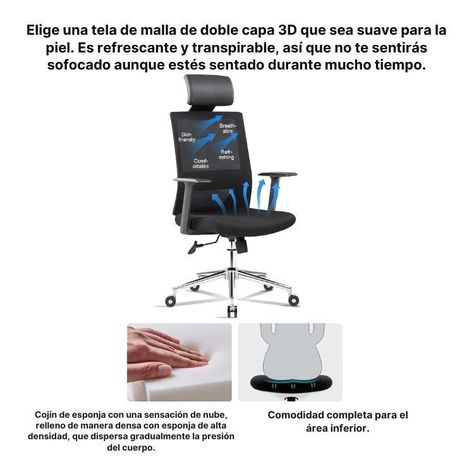 Silla De Escritorio Con Regulación De Reposabrazos Y Cabecero-2