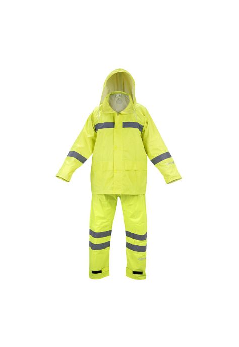 Traje Para Lluvia Amarillo Fluor Con Cinta Reflectante-0