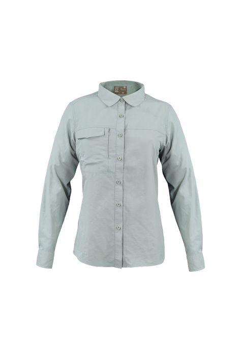 Blusa Manga Larga Outdoor Cuello camisero Mujer verde W2100 -0