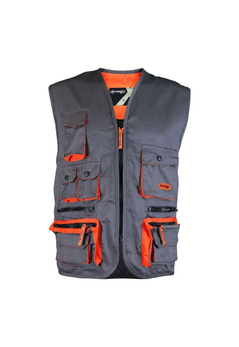 Chaleco Geólogo Gabardina Gris/Naranjo Activex-0