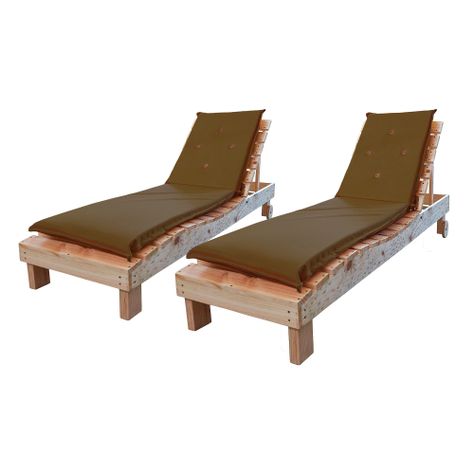REPOSERAS PACK-2  TAPIZ " CAFE" +  MESA  EN MADERA NATURAL -0
