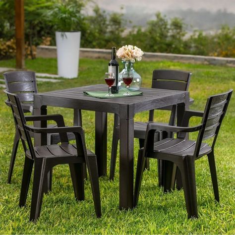 Set Moderno 4 Sillas Camping/terraza Modelo Roble Reyplast-6