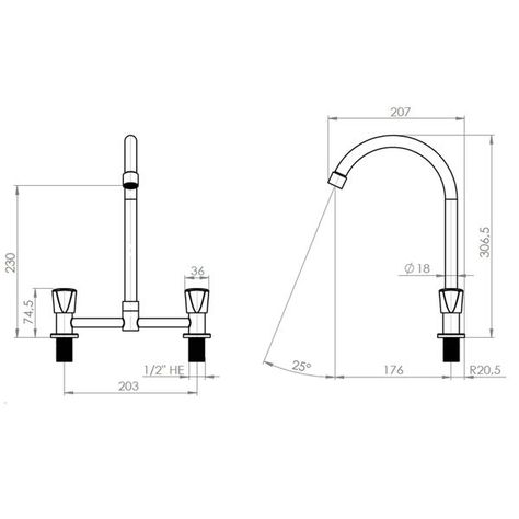 Combinación Grifo Llave Doble Para Lavaplatos Delia-2
