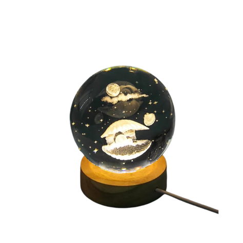 Esfera De Cristal Y Madera Con Luz Blanca-0