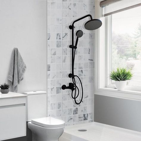 Columna Ducha Venti Grifo Plato Llave Negro Mate-1