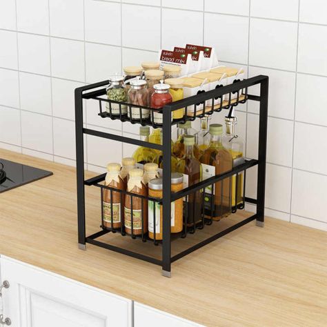 Oganizador Rack De Especias Cocina Multifuncional 2 Niveles-2