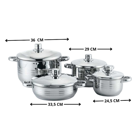 Bateria Ollas Oslo Vitta 8 Piezas Acero Inoxidable-1