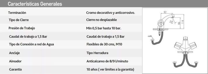 Monoblock Grifo Llave Para Lavatorio Lavamano Modelo Novella-2