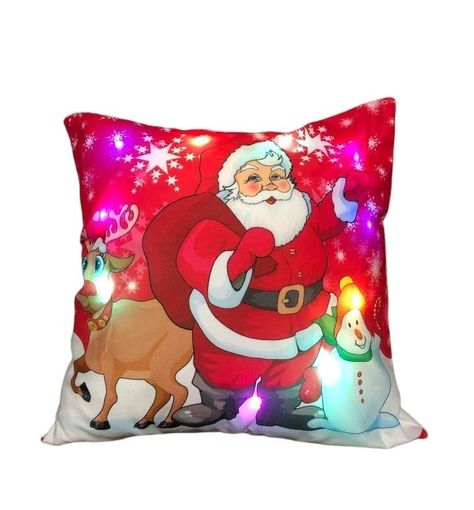 Pack 2 Fundas Para Cojín Navidad Con Luces Led Buena Calidad-0